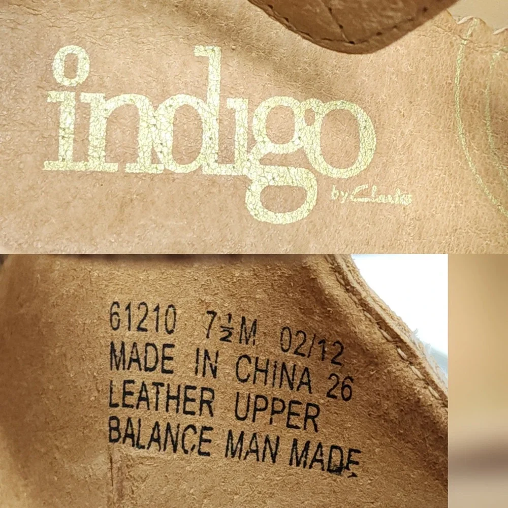 Indigo by Clarks Wedge Sandals 7.5M Wom Brown Leather Espadrille Boho Resortwear